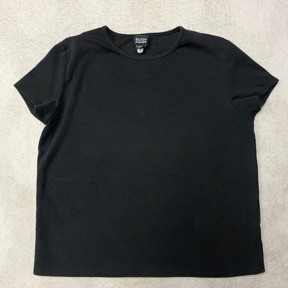 Tops - Eileen Fisher T-Shirt Black Interlock Organic Cotton Jersey Crew Womens XS
